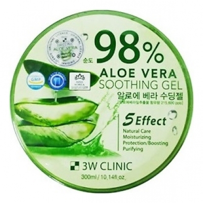 Купить 3W CLINIC Многофункциональный успокаивающий гель с экстрактом алоэ вера Aloe Vera Soothing Gel 98% 300мл в магазине Мята Молл