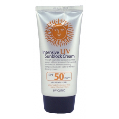Купить 3W CLINIC Солнцезащитный крем для лица Intensive UV Sun Block Cream SPF50+ PA++ 70мл в магазине Мята Молл