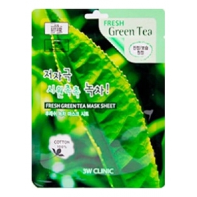 Купить 3W CLINIC Тканевая маска для лица с экстрактом зеленого чая Fresh Green tea Mask Sheet в магазине Мята Молл