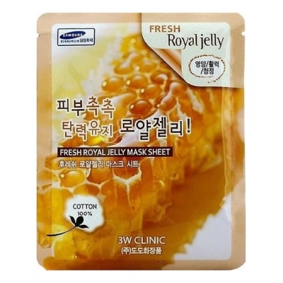 Купить 3W CLINIC Тканевая маска для лица с медом и маточным молочком Fresh Royal Jelly Mask Sheet в магазине Мята Молл