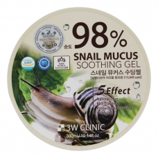 3W CLINIC Универсальный гель для тела с улиточным муцином 98% Snail Mucus Soothing Gel 300мл