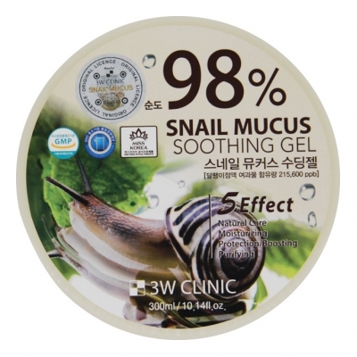 Купить 3W CLINIC Универсальный гель для тела с улиточным муцином 98% Snail Mucus Soothing Gel 300мл в магазине Мята Молл