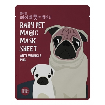 Купить Holika Holika Тканевая маска против морщин Мопс Baby Pet Magic Mask Sheet Anti-Wrinkle Pug 22мл в магазине Мята Молл