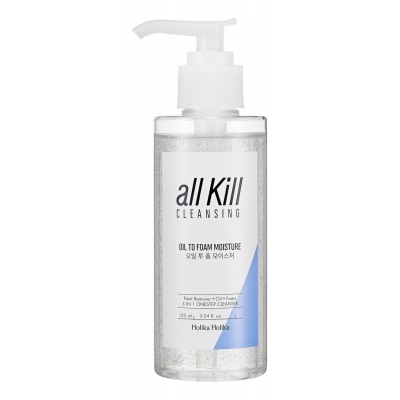 Купить Holika Holika Увлажняющее гидрофильное масло для снятия макияжа All Kill Cleansing Oil To Foam Moisture 155мл в магазине Мята Молл
