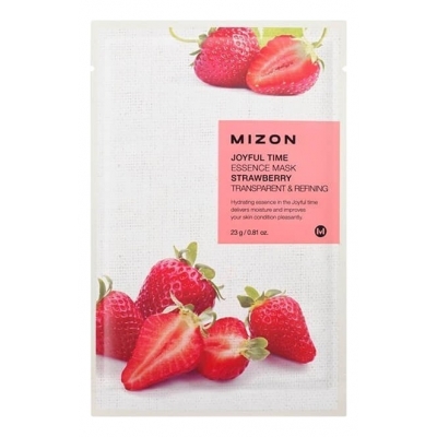 Купить Mizon Тканевая маска для лица с экстрактом клубники Joyful Time Essence Mask Strawberry 23г в магазине Мята Молл