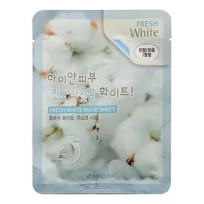 Купить 3W CLINIC Тканевая маска для лица с ниацинамидом Fresh White Mask Sheet в магазине Мята Молл