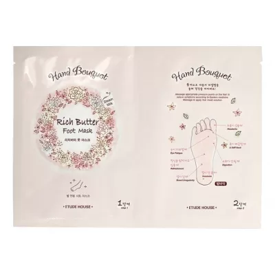 Купить Etude House Маска для ног Hand Bouguet Rich Butter Foot Mask 2*18г в магазине Мята Молл